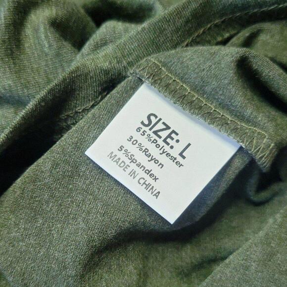 Womens L and XL Forest Green Round Neck Raglan Long Sleeve Tunic High Low Shirt - Picture 8 of 8